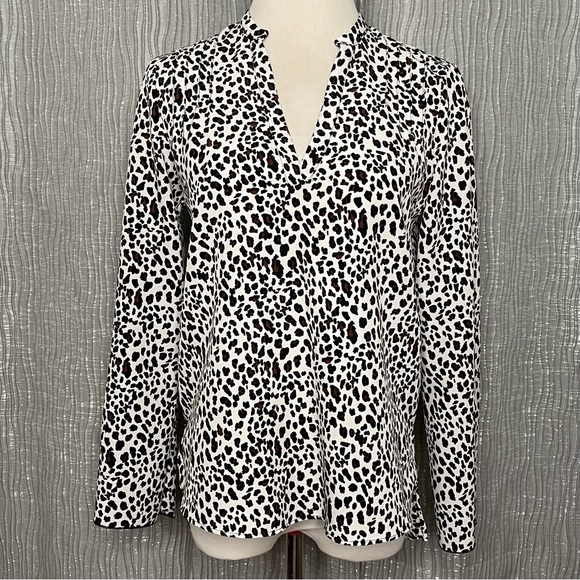 Zara Snow Leopard split neck top - Picture 1 of 7